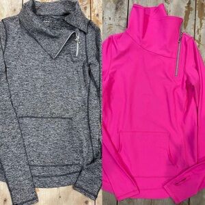 Two Jofit long-sleeve tops - size small - hot pink and gray